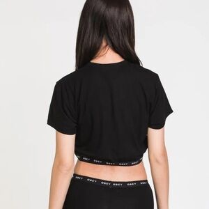 OBEY‎ Size Large Black GLEN ASPEN TOP Cropped Short Sleeve